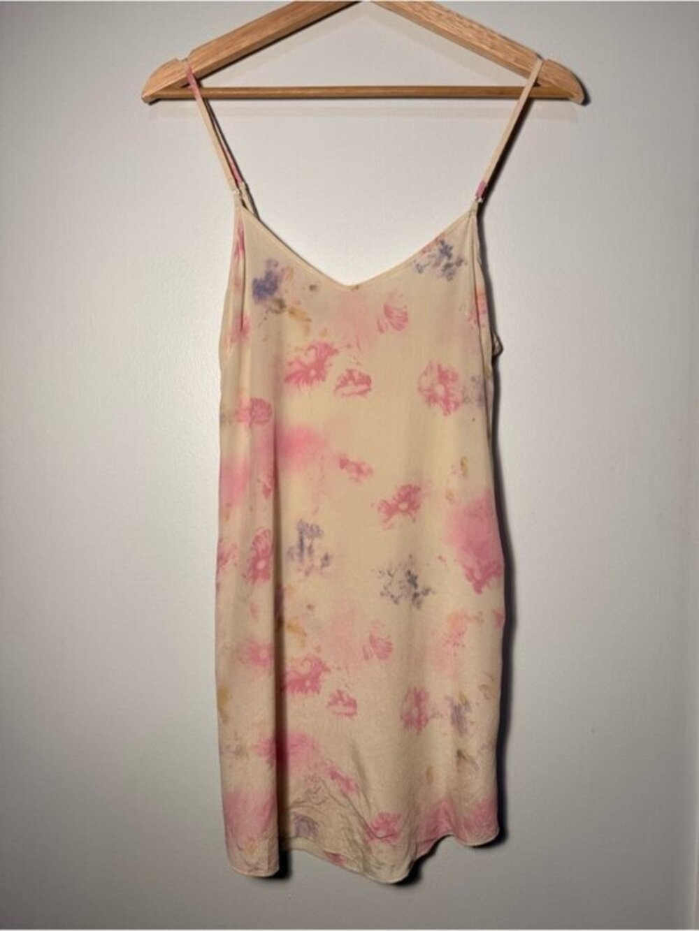 Aritzia Silk Slip Dress with Pink & Lavender Floral size XS